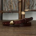 VERISEL™ 1.5CM Genuine Copper Buckle Leather Belt – Copper Pin Buckle Slim Strap for Jeans 4