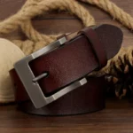 RUGGEDCRAFT™ Men’s 3.7CM Genuine Leather Belt – Vintage Pin Buckle Casual Jeans Strap 1
