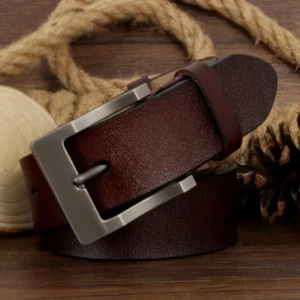 RUGGEDCRAFT™ Men’s 3.7CM Genuine Leather Belt – Vintage Pin Buckle Casual Jeans Strap 1