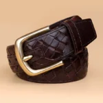 BRAIDFORGE™ 3.8CM Men’s Woven Leather Belt – Genuine Cowskin with Copper Buckle 1