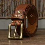 IRONVAULT™ 3.8CM Genuine Brass Buckle Belt – Brass Buckle Vintage Strap for Jeans 3