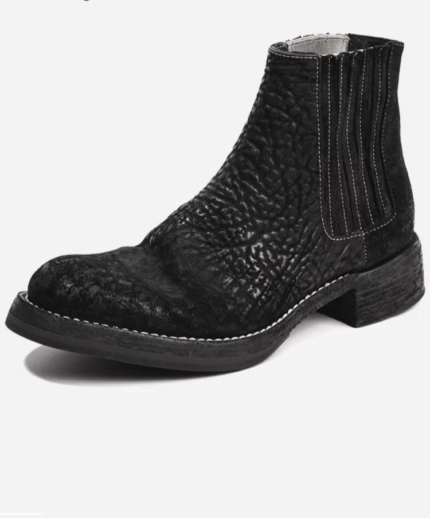 HighTop Origins™ Handmade Horsehide Leather Chelsea Boots for Men – Vintage Round Toe High-Top Slip-On Short Boots