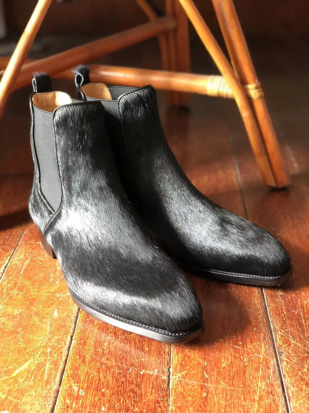 Regal Hoof™ Horsehair Chelsea Boots – Handmade Square Toe Leather Sole Ankle Boots for Men 6