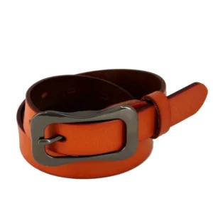 EleganceLine™ Slim Black Genuine Leather Belt for Women – Classic Pin Buckle Cowskin 1