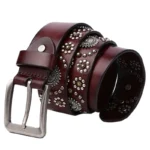REBELFORGE™ 3.8CM Men’s Punk Leather Belt – Riveted Cowskin with Pin Buckle for Jeans 3