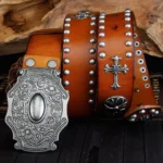 IronSpur™ Heavy Metal Rivets Belt – Genuine Leather Punk Rock Belt for Men 4