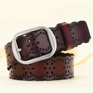 VeraLuxe™ 3.8CM Genuine Hollow-Out Leather Belt – Fashion Women’s Cutout Strap for Jeans & Dresses 1