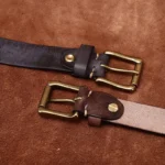 InkCraft™ 3.3cm Genuine Leather Unisex Belt – Vegetable Tanned Cowhide with Copper Pin Buckle 5