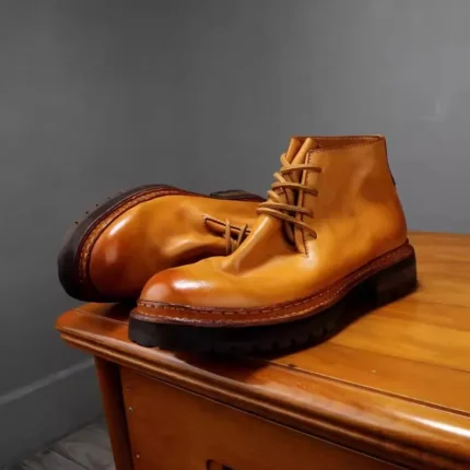 Elson™ Vintage Desert Boots – Men's Handmade Cowhide Leather Motorcycle Boots 2