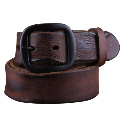 WestForge™ Folded Cowhide Leather Belt – Men’s Retro Western Patchwork Belt with Alloy Pin Buckle