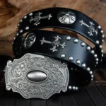 IronSpur™ Heavy Metal Rivets Belt – Genuine Leather Punk Rock Belt for Men 1