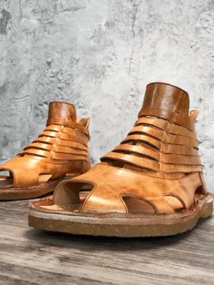 Ravello™ Men’s Gladiator Cowhide Sandals – Roman High-Top Leather Open-Toe Summer Shoes 2
