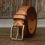 IronCrest™ 3.8CM Men's Retro Cowboy Leather Belt – Heavy Copper Buckle Jeans Belt 1