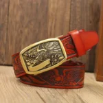 EAGLEFORGE™ 3.5CM Vintage Eagle Automatic Buckle Men Belt - Genuine Cowhide Leather Strap 3
