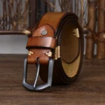 Westmark™ 100% Cowhide Handmade Men’s Belt – 3.8CM Wide Handmade Vintage Leather Belt for Jeans 4
