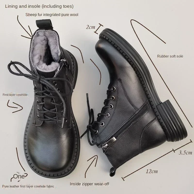 HavenStone™ Wide Toe Genuine Leather Wool-Lined Winter Boots – Women’s Mid-Calf Lace-Up Sheepskin Snow Boots 3