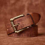 InkCraft™ 3.3cm Genuine Leather Unisex Belt – Vegetable Tanned Cowhide with Copper Pin Buckle 2