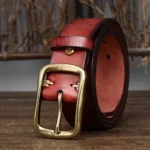 Ironridge™ 3.8CM Men’s Genuine Frosted Cowhide Belt – Strap with Copper Buckle 6