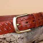 BRAIDFORGE™ 3.8CM Men’s Woven Leather Belt – Genuine Cowskin with Copper Buckle 5