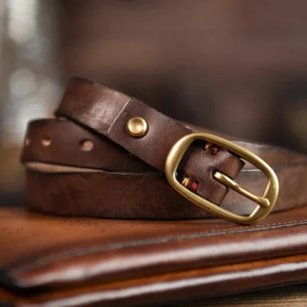 SaddleLuxe™ Retro Slim Leather Belt for Women – Genuine Cowhide with Solid Copper Buckle 2