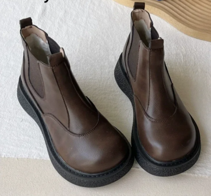 MoriMuff™ Retro Chelsea Boots – British-Style Platform Ankle Boots with Plush Warm Lining