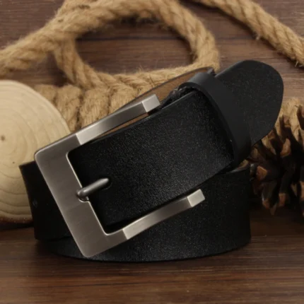 RUGGEDCRAFT™ Men’s 3.7CM Genuine Leather Belt – Vintage Pin Buckle Casual Jeans Strap 2