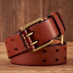 RUGGEDSTITCH™ 3.8CM Men’s Genuine Copper Buckle Belt – Vintage Double Needle Buckle 6