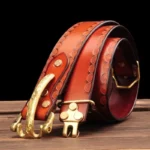 CAVALCRAFT™ Cavalry Copper Buckle Leather Belt – 3.8CM Full Grain Cowhide Strap for Men’s Jeans 1