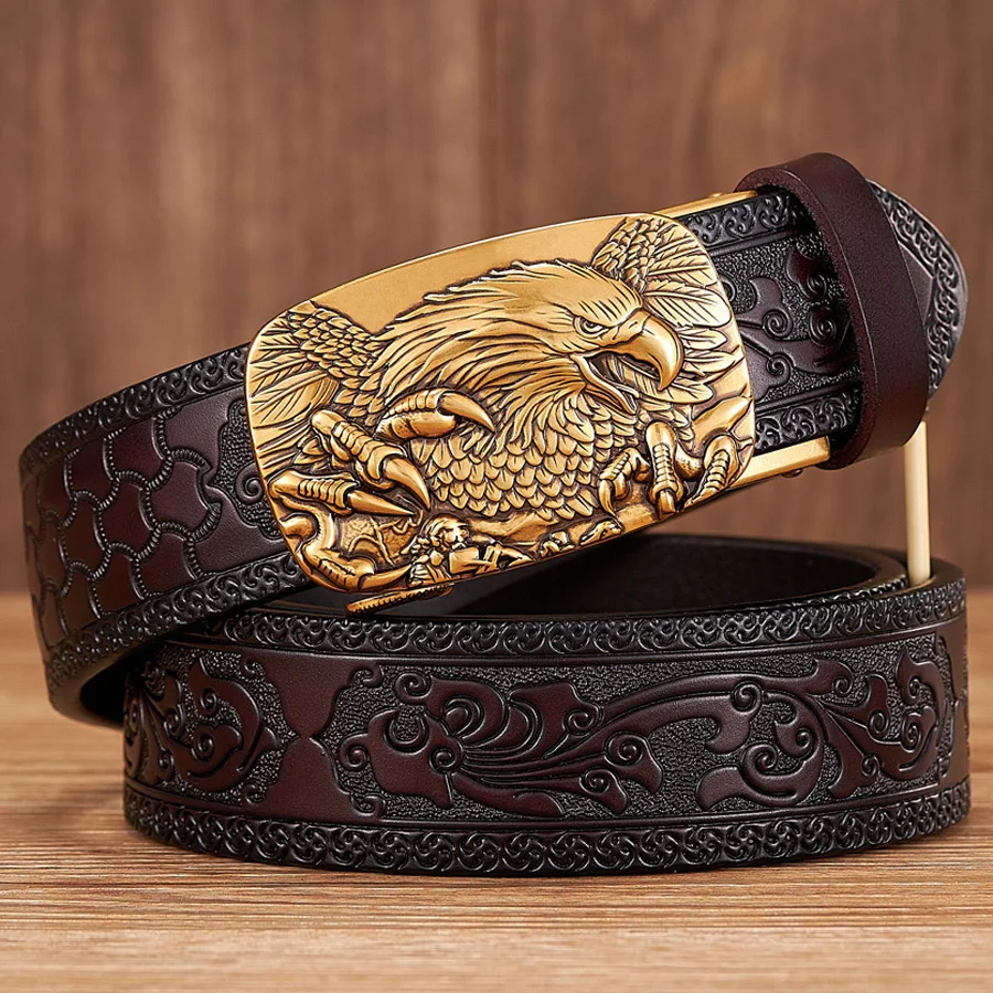 REGALWING™ Eagle Buckle Embossed Leather Belt – 3.5CM Automatic Genuine Leather Business Belt for Men 1 REGALWING™ Eagle Buckle Embossed Leather Belt – 3.5CM Automatic Genuine Leather Business Belt for Men 1