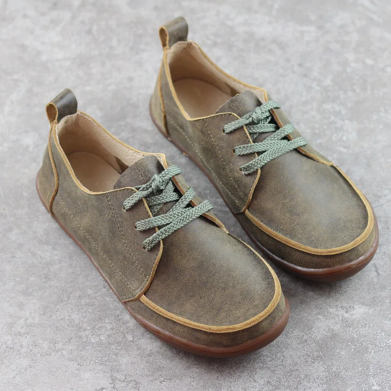 Everbound™ | Unisex Wide-Toe Genuine Leather Lace-Up Flats – Handmade Couple’s Low-Top Shoes for Daily Comfort 3