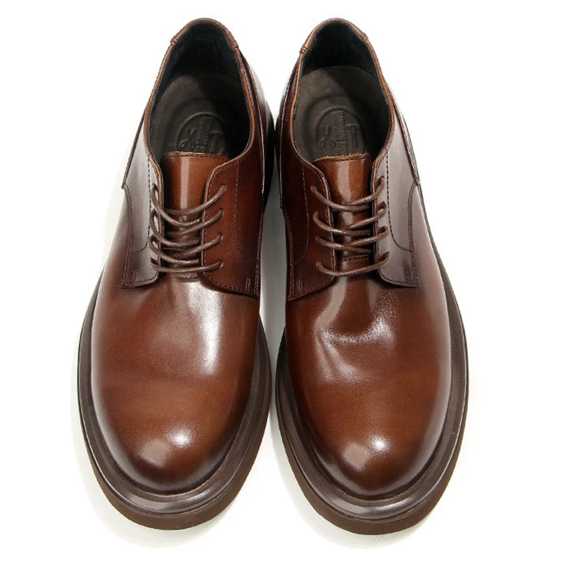 Platridge™ Handmade Men Platform Leather Shoes – Casual Cowhide Lace-Up Spring/Autumn Footwear 4