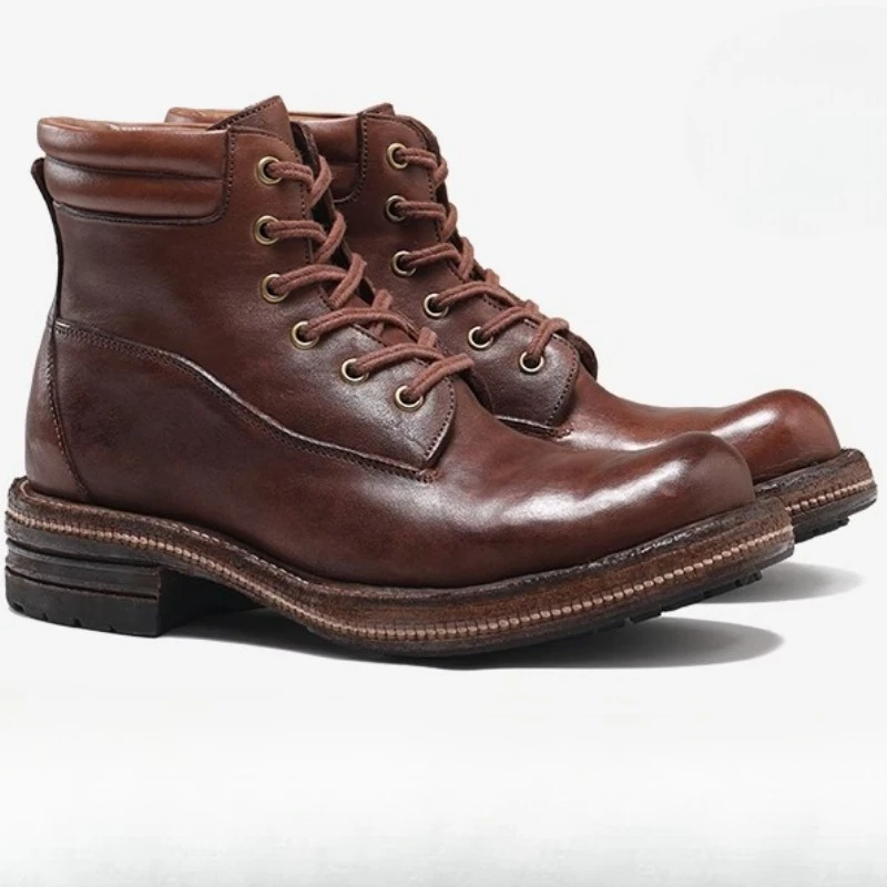 IronHide™ Handmade Horse Leather Work Boots – Retro Men’s Outdoor Thick Sole Casual Shoes 1