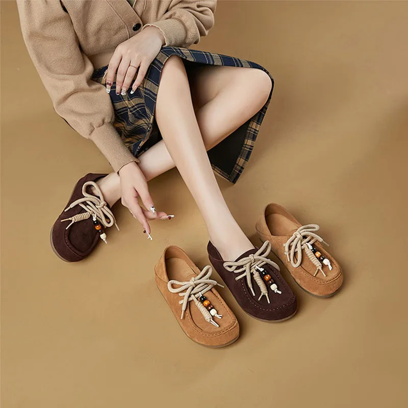 Originality™ Women’s Genuine Leather Flat Sneakers – Casual Suede Loafers for Spring & Autumn 6
