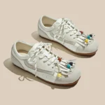 Retro Women’s Flat Sneakers – Lace-Up Casual Split Leather Shoes | Unitypuremax 5