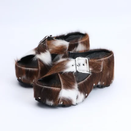 VintageStride™ Women’s Mary Jane Platform Clogs – Natural Calf Hair Mules with Leather Lining and Arch Support 2