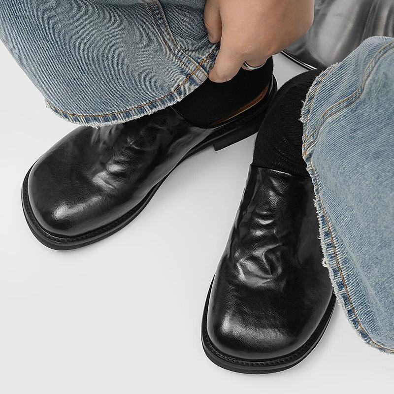 GrandeurStep™ Men Leather Mules – Luxury Backless Loafers with Split Leather & Metal Trim 3