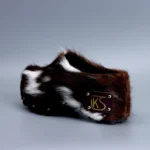 LuxeNest™ Handmade Studded Platform Fur Slippers – Natural Calf Hair Leather-Lined Wedge Clogs with Arch Support 5