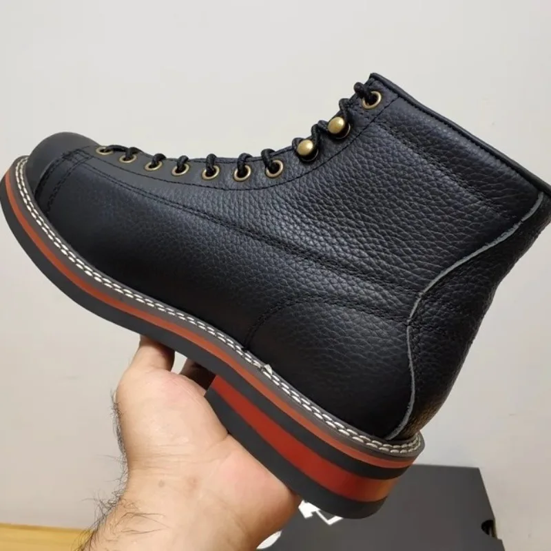 Ironbound™ Handmade Men’s Leather Work Boots – British Style High-Top Motorcycle Ankle Boots 3