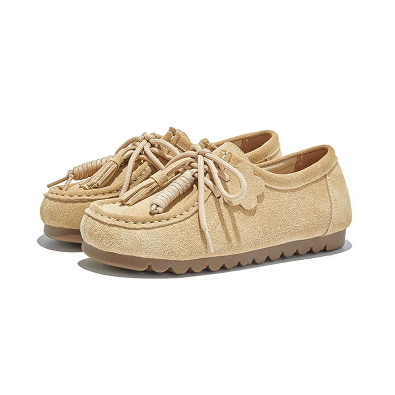 EleganceEase™ Women’s Genuine Leather Lace-Up Flats – Cow Suede Round-Toe Office Lady Shoes 4