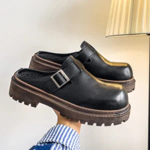 BoldStep™ Thick Platform Leather Mules for Men – Backless Designer Loafers Summer Slip-On Shoes 1