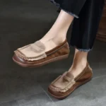 NomadEase™ Women’s Cow Suede Platform Wedge Flats – Handmade Slip-On Ethnic Wedge Shoes for Spring & Summer 3
