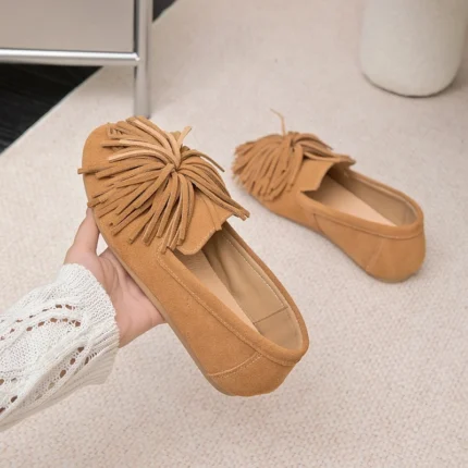 EleganceStep™ Women’s Genuine Leather Tassel Loafers – Ballet Mary Jane Flats 2