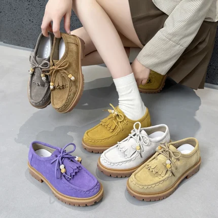 Heritage Step™ Women’s Suede Moccasins – Lace-Up Thick-Soled Loafers for Spring & Autumn 1