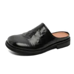 GrandeurStep™ Men Leather Mules – Luxury Backless Loafers with Split Leather & Metal Trim 1