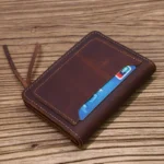 HeritageCraft™ Men's Genuine Leather Short Wallet – Handmade Cowhide Trifold with Zipper Coin Pocket 6