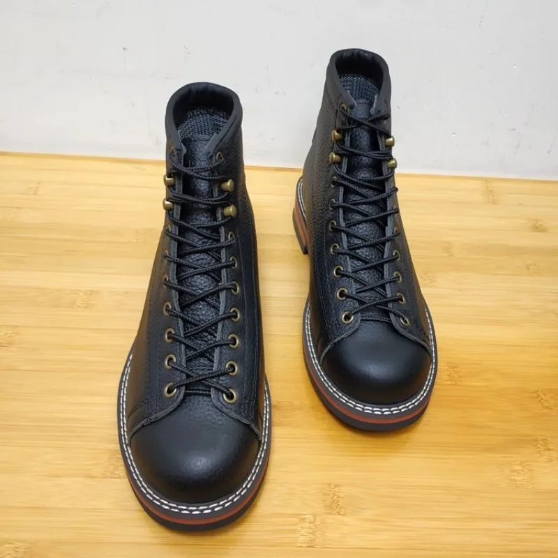 Ironbound™ Handmade Men’s Leather Work Boots – British Style High-Top Motorcycle Ankle Boots 6