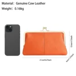 RFID Genuine Leather Kiss Lock Wallet – Long Clutch Purse with Card Holder for Women 3