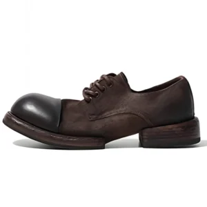 RetroStep™ Handmade Horsehide Leather Platform Sneakers – Men’s Mid Heel Round Toe Casual Shoes 18