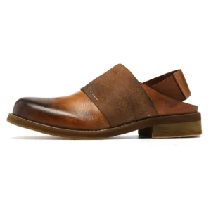 VintageEase™ Handmade Leather Mules – Unisex Goodyear Sandal Slippers for Formal-Casual Wear 1