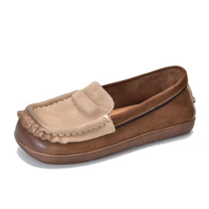 NomadEase™ Women’s Cow Suede Platform Wedge Flats – Handmade Slip-On Ethnic Wedge Shoes for Spring & Summer 1
